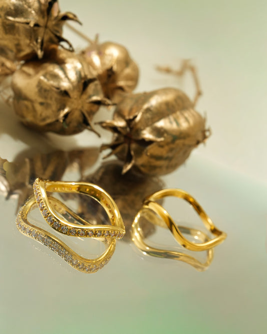 【ホワイトトパーズ】2set ring SV925 K18GP #SRG00000