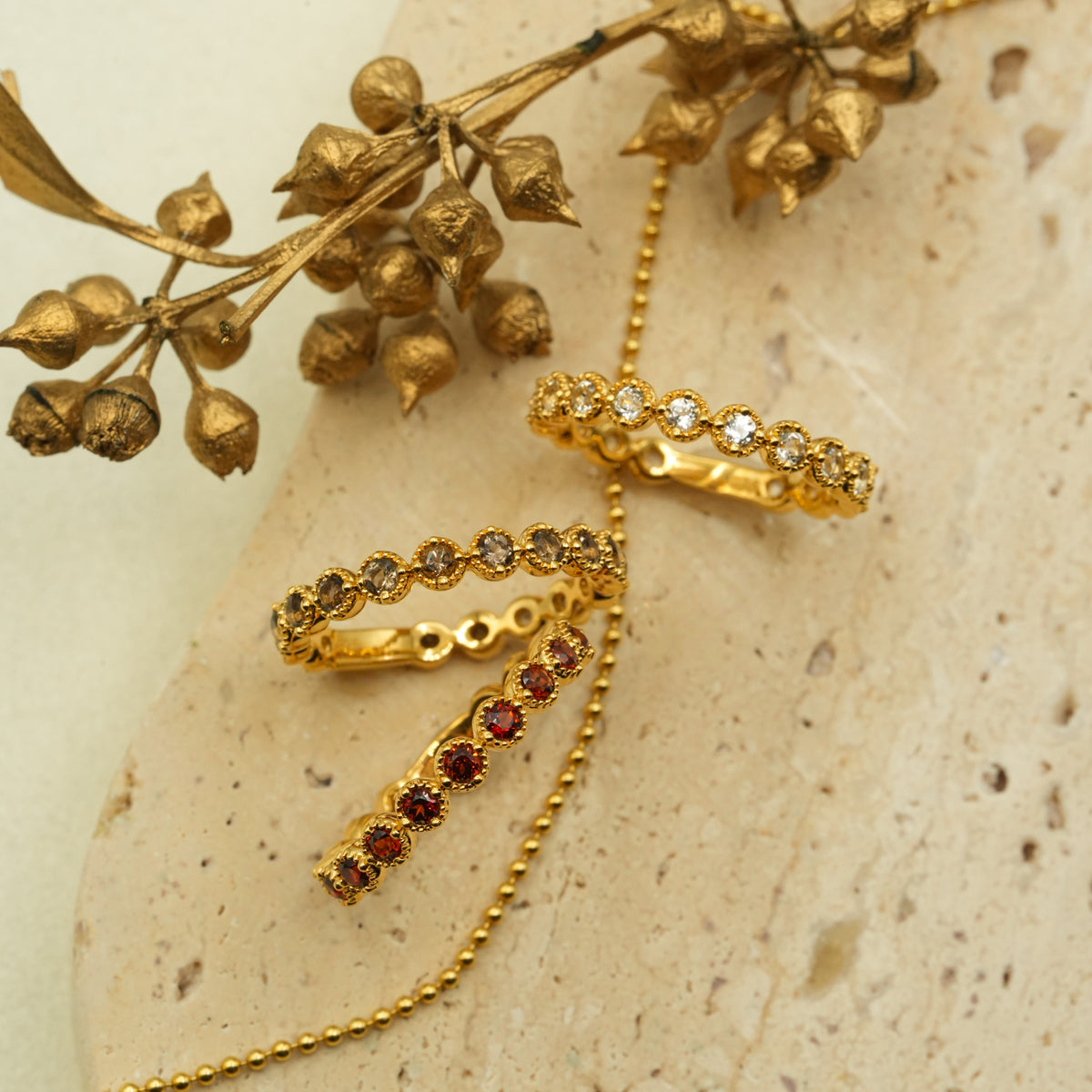 ✨NEW✨【スモーキークォーツ】エタニティ ミルデザインリング SV925 K18GP