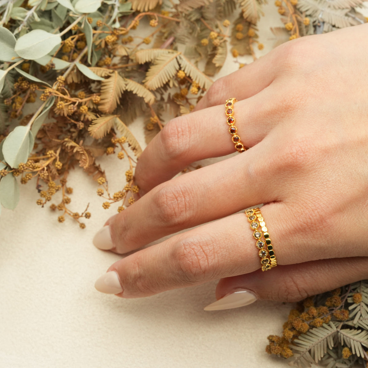 ✨NEW✨【ガーネット】エタニティ ミルデザインリング SV925 K18GP