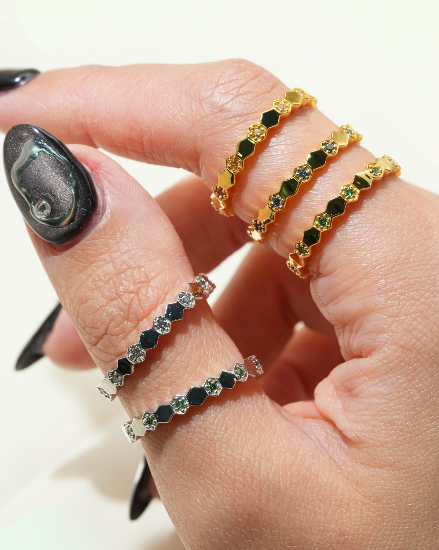 shibanon1218様 251202 モアサナイト カラーグリーン SV925 K18GP 16.3号