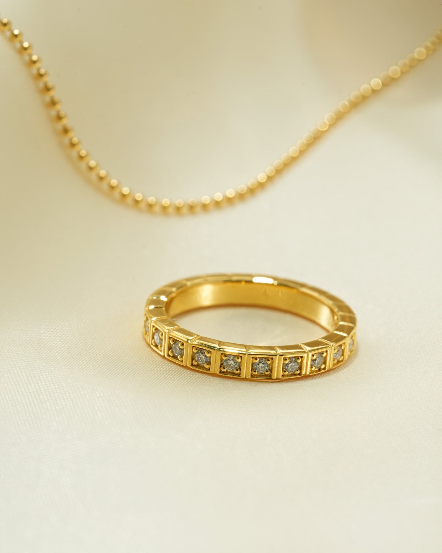 【モアサナイト】K18GP Box Eternity Ring