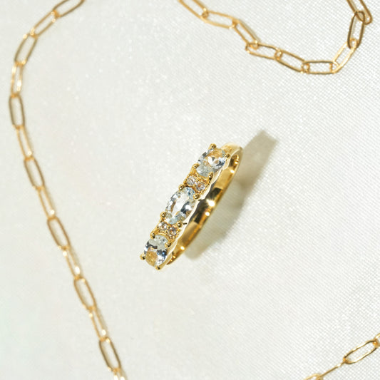 emiaichiyu様 251204 アクアマリン&ホワイトトパーズ SV925 K18GP 13.2号